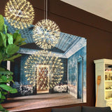 Modern LED Spark Ball Pendant Light Starry Night Fireworks Stainless Steel Chandelier