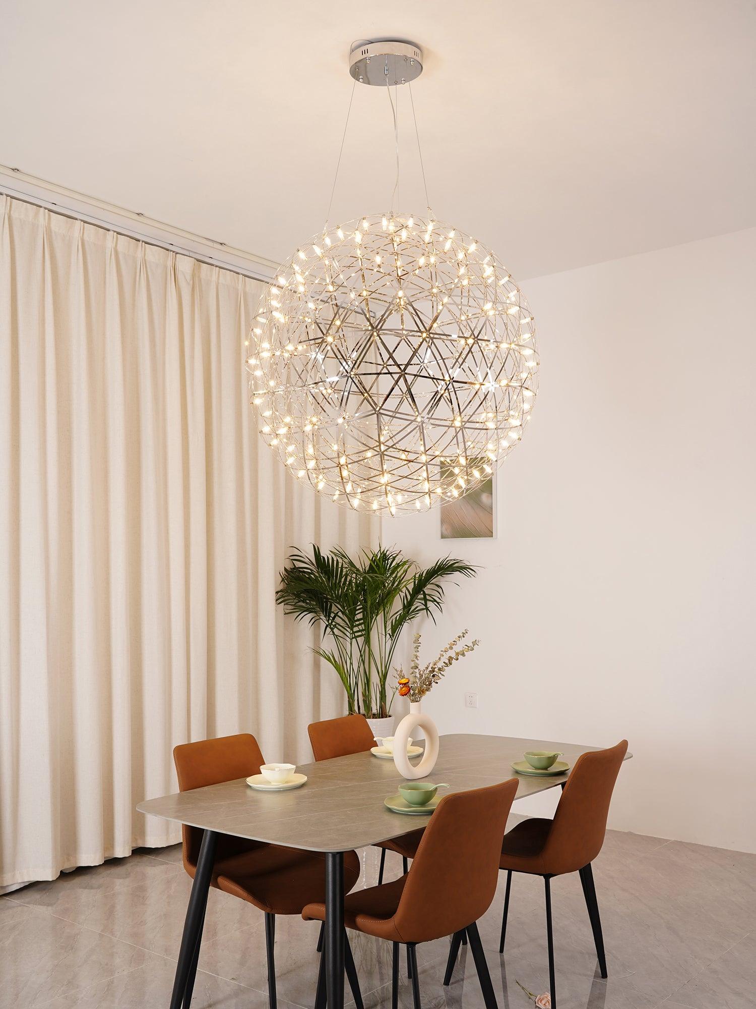 Modern LED Spark Ball Pendant Light Starry Night Fireworks Stainless Steel Chandelier