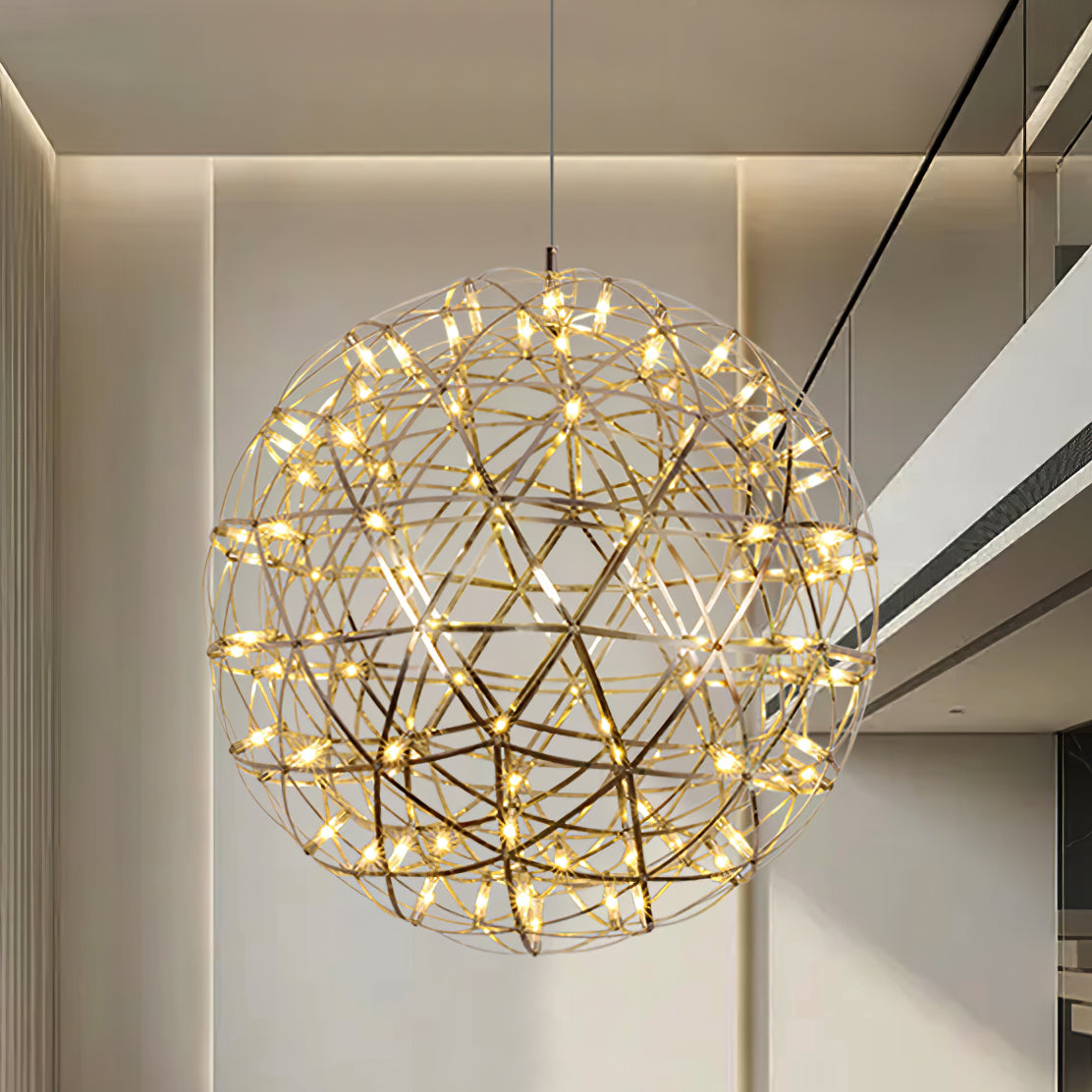 Modern LED Spark Ball Pendant Light Starry Night Fireworks Stainless Steel Chandelier