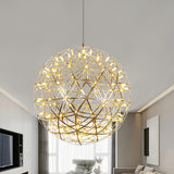 Modern LED Spark Ball Pendant Light Starry Night Fireworks Stainless Steel Chandelier