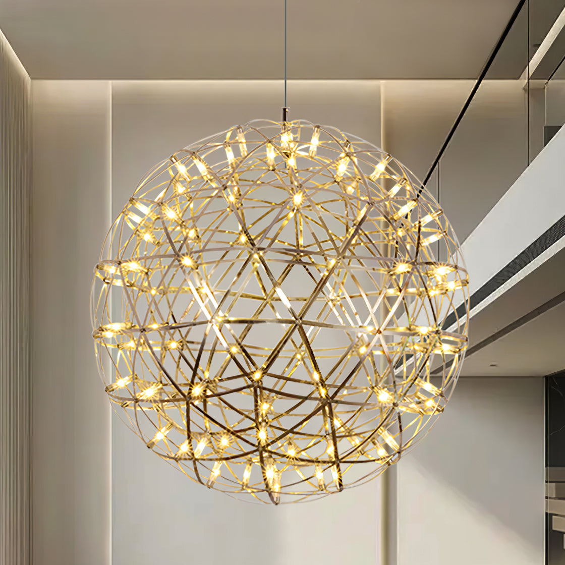 Modern LED Spark Ball Pendant Light Starry Night Fireworks Stainless Steel Chandelier