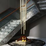 Modern LED Spiral Multi Strip Chandelier for High Ceiling Staircase and Villa