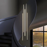 Modern LED Spiral Multi Strip Chandelier for High Ceiling Staircase and Villa
