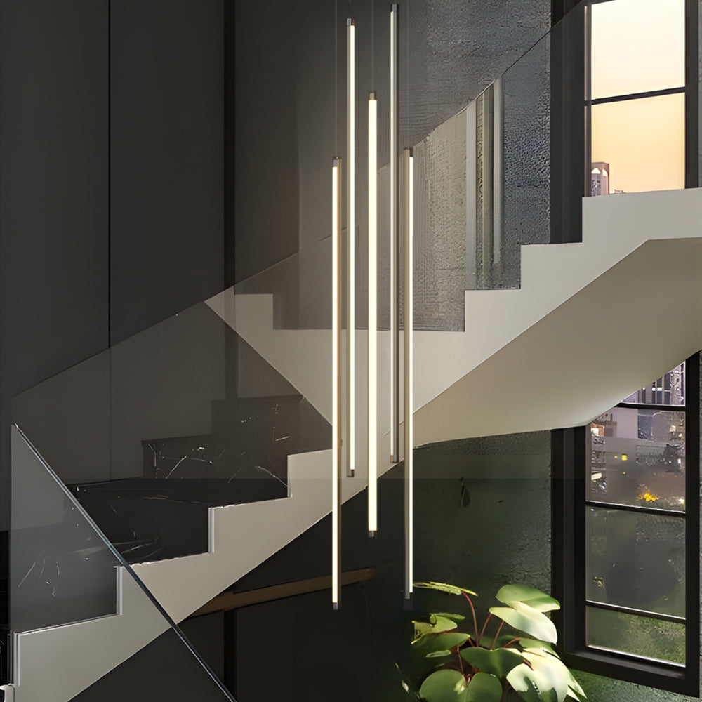 Modern LED Spiral Multi Strip Chandelier for High Ceiling Staircase and Villa