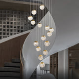Modern LED Spiral Staircase Chandelier with Pineapple Glass Globes Multi Light Pendant for High Ceilings