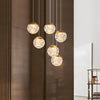 Modern LED Spiral Staircase Chandelier with Pineapple Glass Globes Multi Light Pendant for High Ceilings