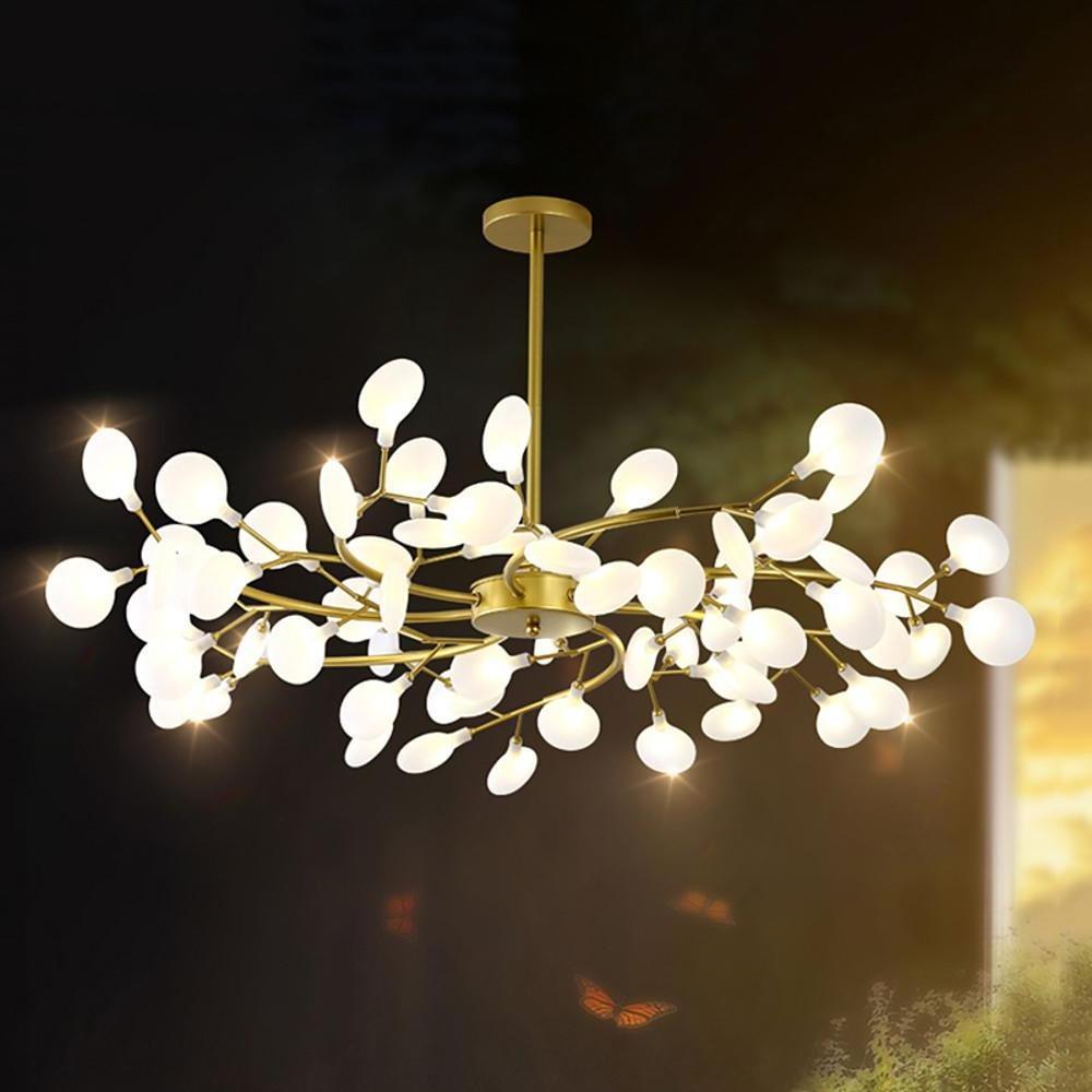 Modern LED Sputnik Bubble Chandelier with White Acrylic Shades and Nordic Metal Frame