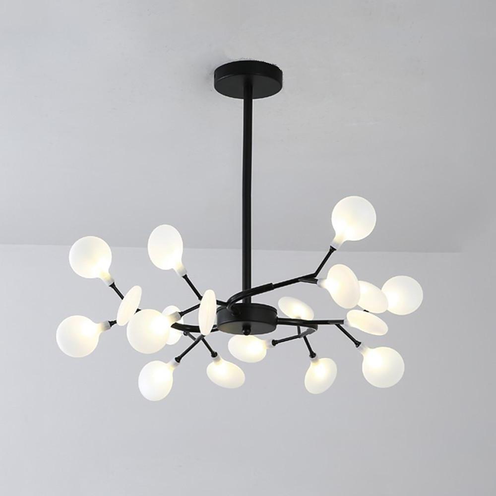 Modern LED Sputnik Bubble Chandelier with White Acrylic Shades and Nordic Metal Frame