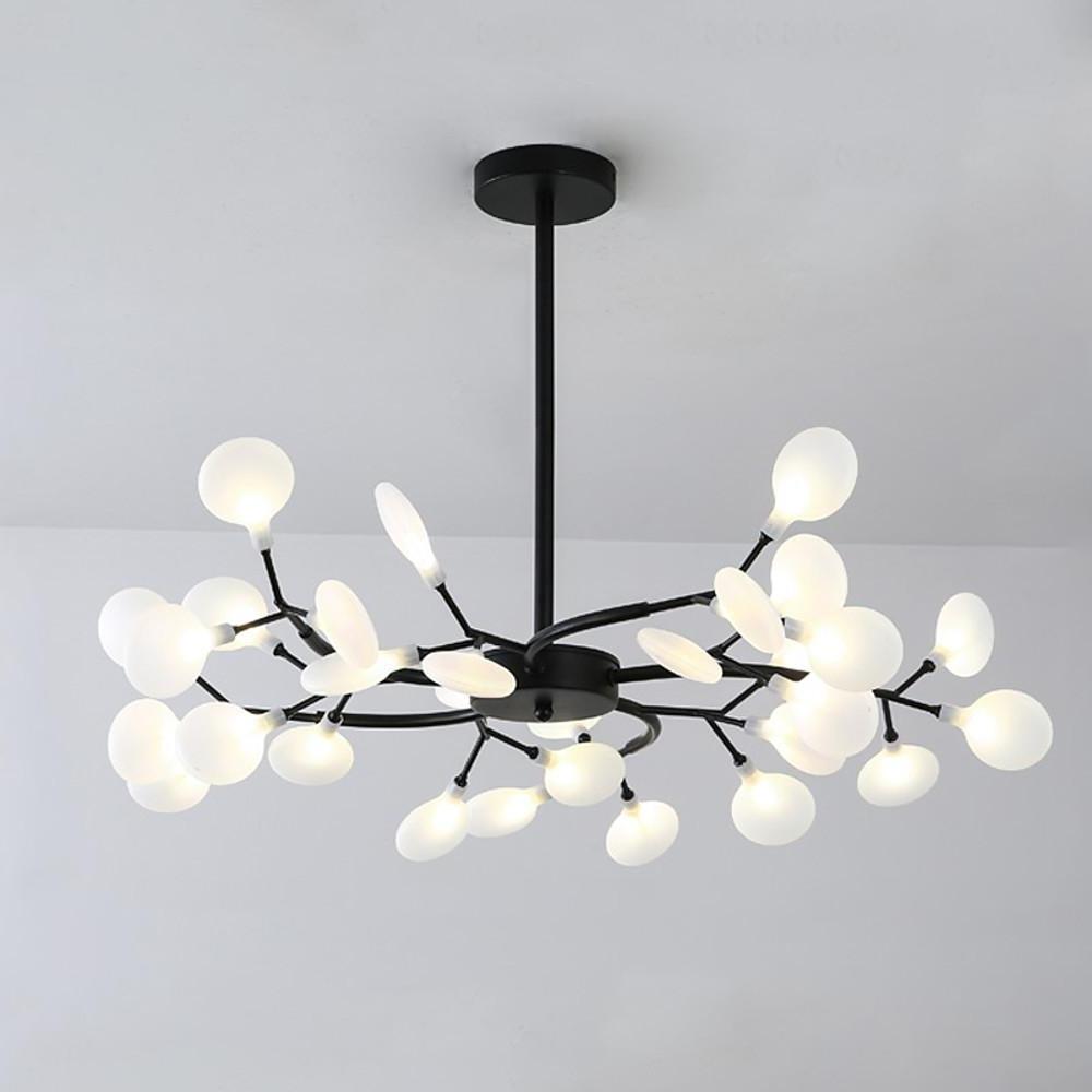 Modern LED Sputnik Bubble Chandelier with White Acrylic Shades and Nordic Metal Frame