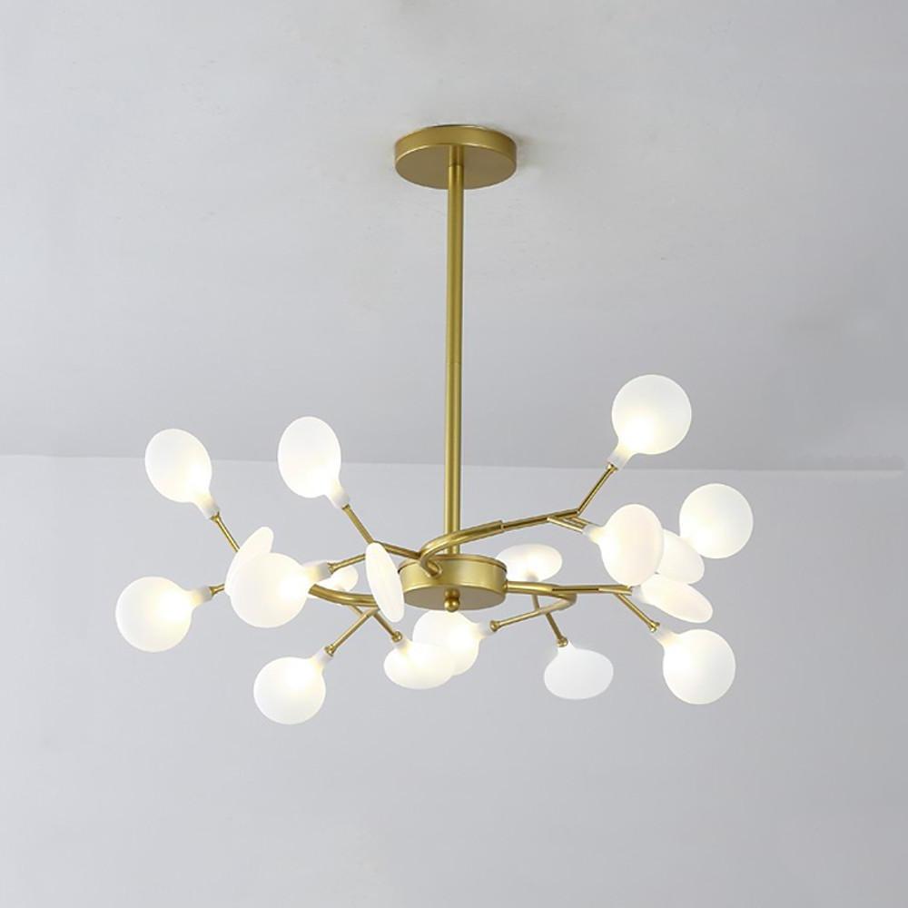 Modern LED Sputnik Bubble Chandelier with White Acrylic Shades and Nordic Metal Frame