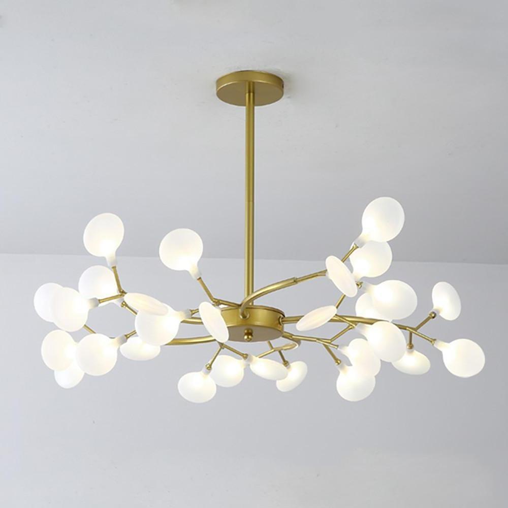 Modern LED Sputnik Bubble Chandelier with White Acrylic Shades and Nordic Metal Frame