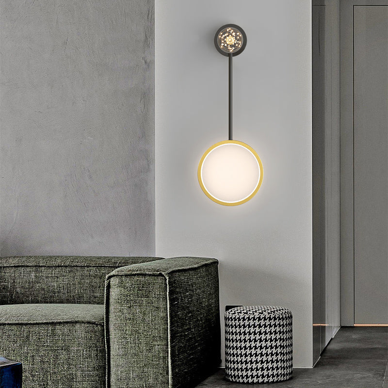 Modern LED Star Ring Wall Sconce with Three Step Dimming and Spotlight Gold and Black