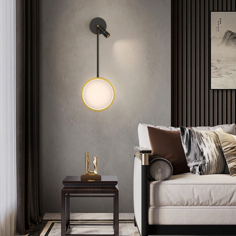 Modern LED Star Ring Wall Sconce with Three Step Dimming and Spotlight Gold and Black