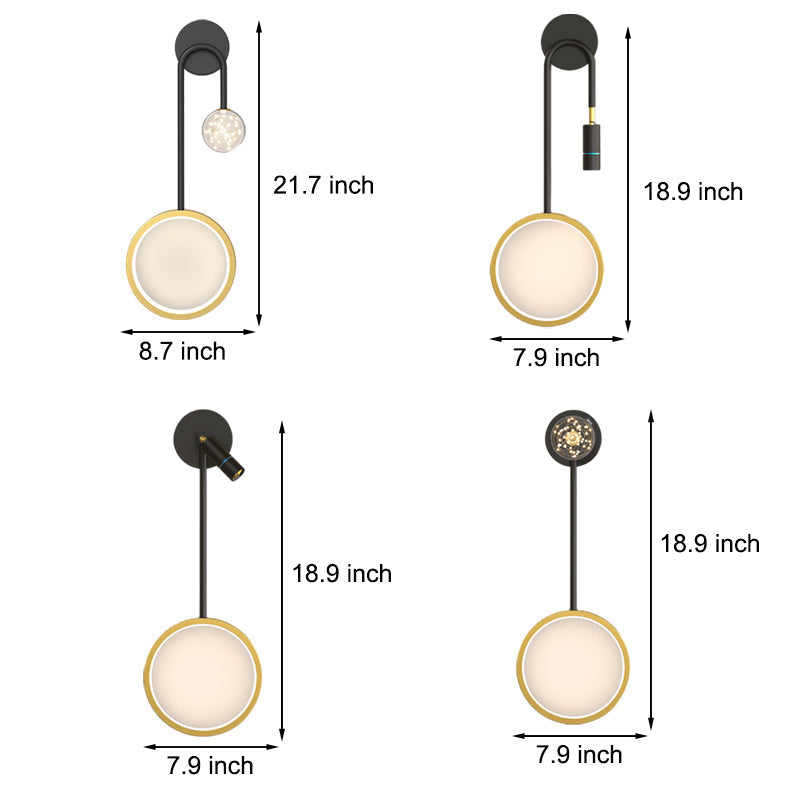 Modern LED Star Ring Wall Sconce with Three Step Dimming and Spotlight Gold and Black