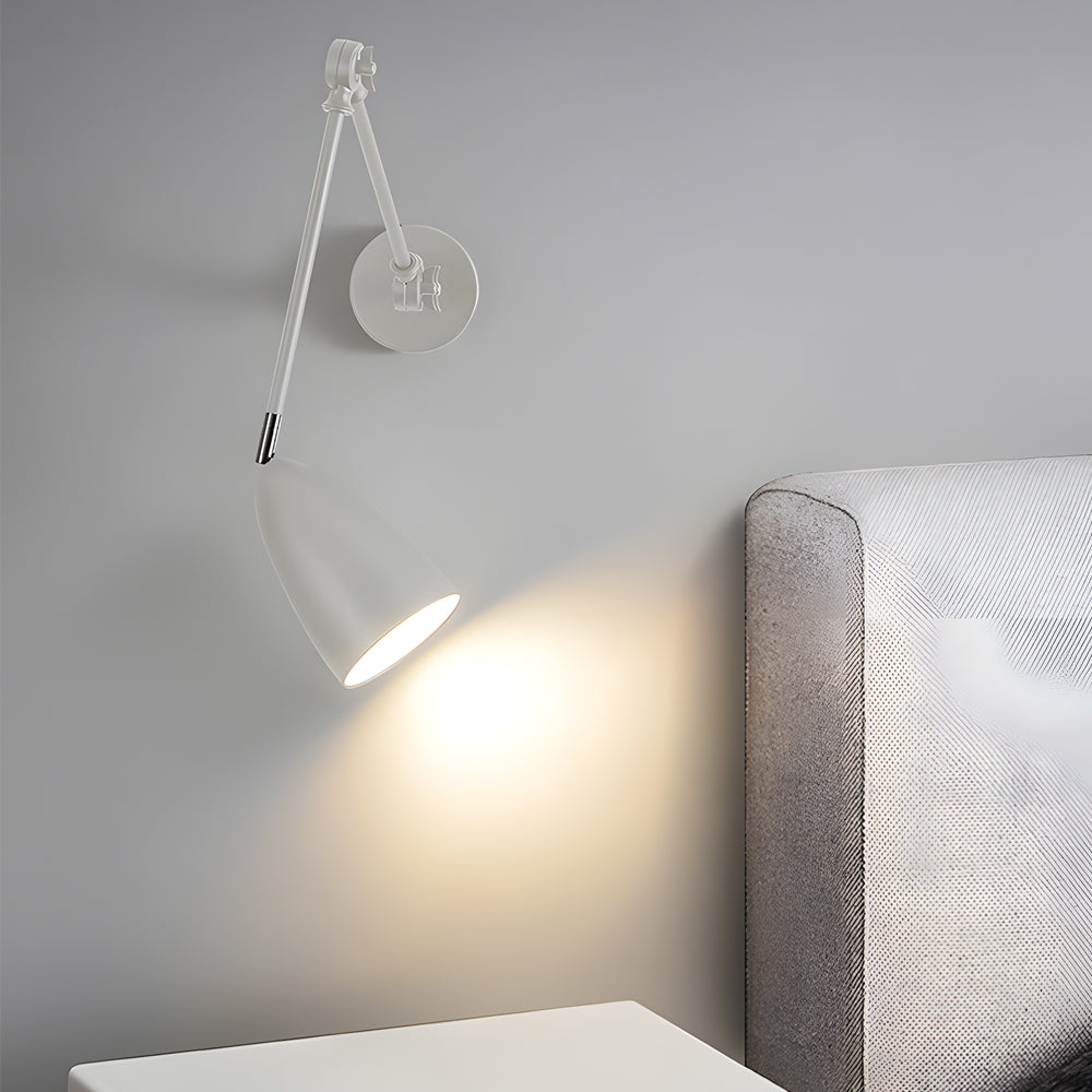 Modern LED Swing Arm Wall Sconce with 3 Adjustable Joints and Dimmable Light for Bedside Reading