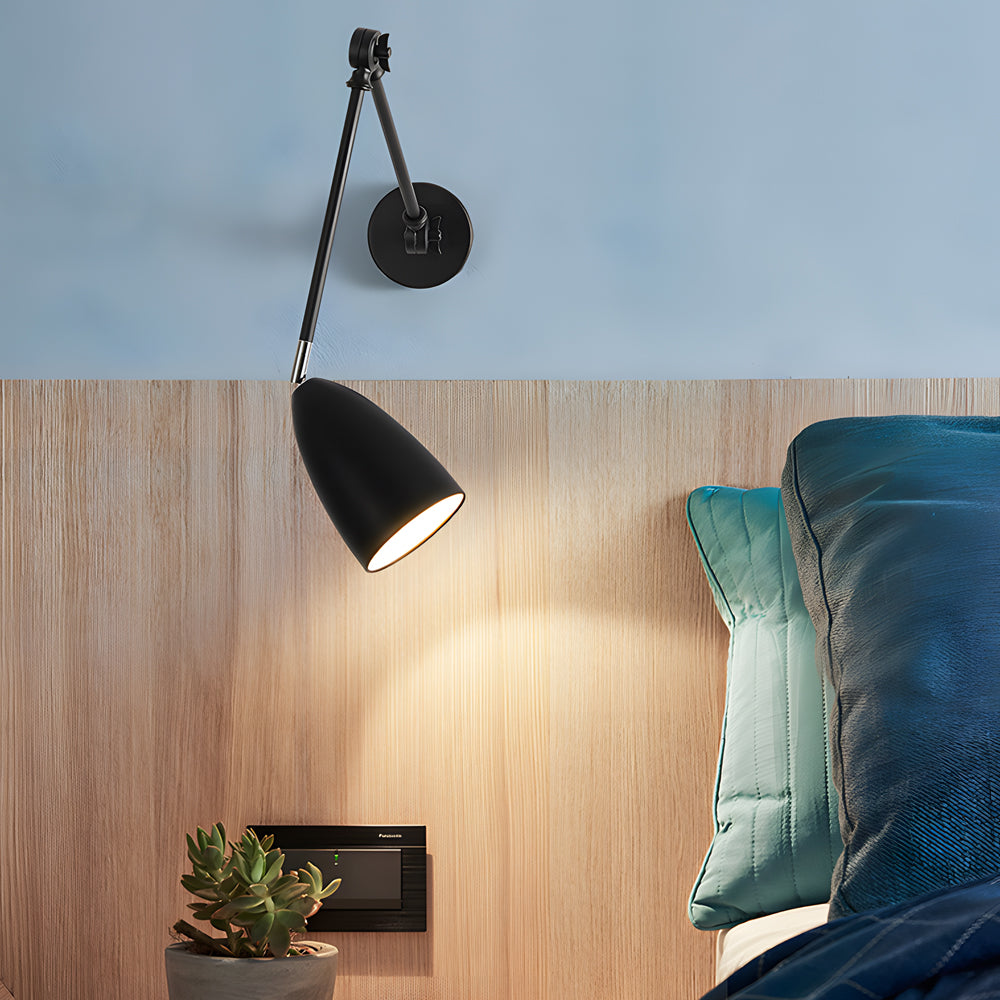 Modern LED Swing Arm Wall Sconce with 3 Adjustable Joints and Dimmable Light for Bedside Reading