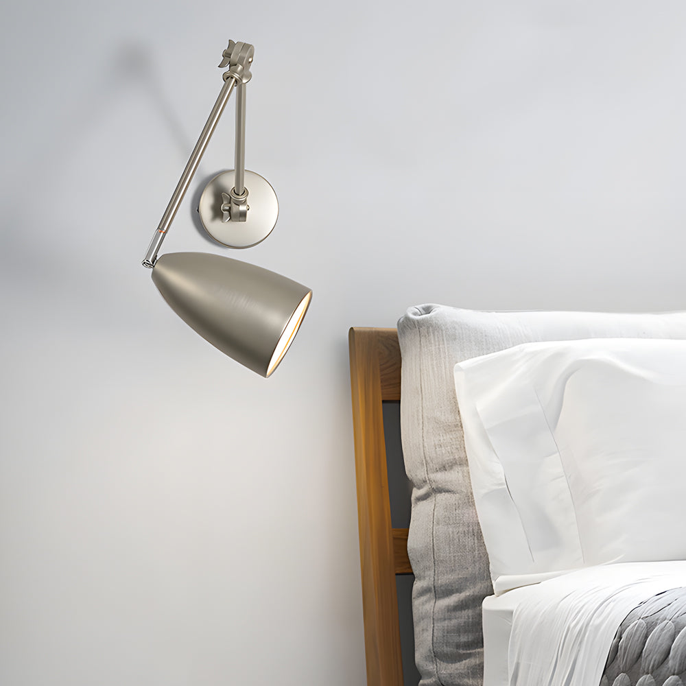 Modern LED Swing Arm Wall Sconce with 3 Adjustable Joints and Dimmable Light for Bedside Reading