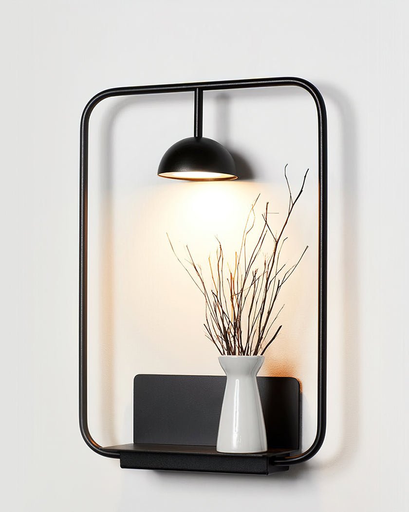 Modern LED Wall Sconce with Integrated Display Shelf Functional Metal Downlight Wall Lamp