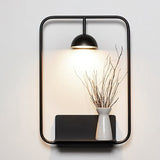 Modern LED Wall Sconce with Integrated Display Shelf Functional Metal Downlight Wall Lamp