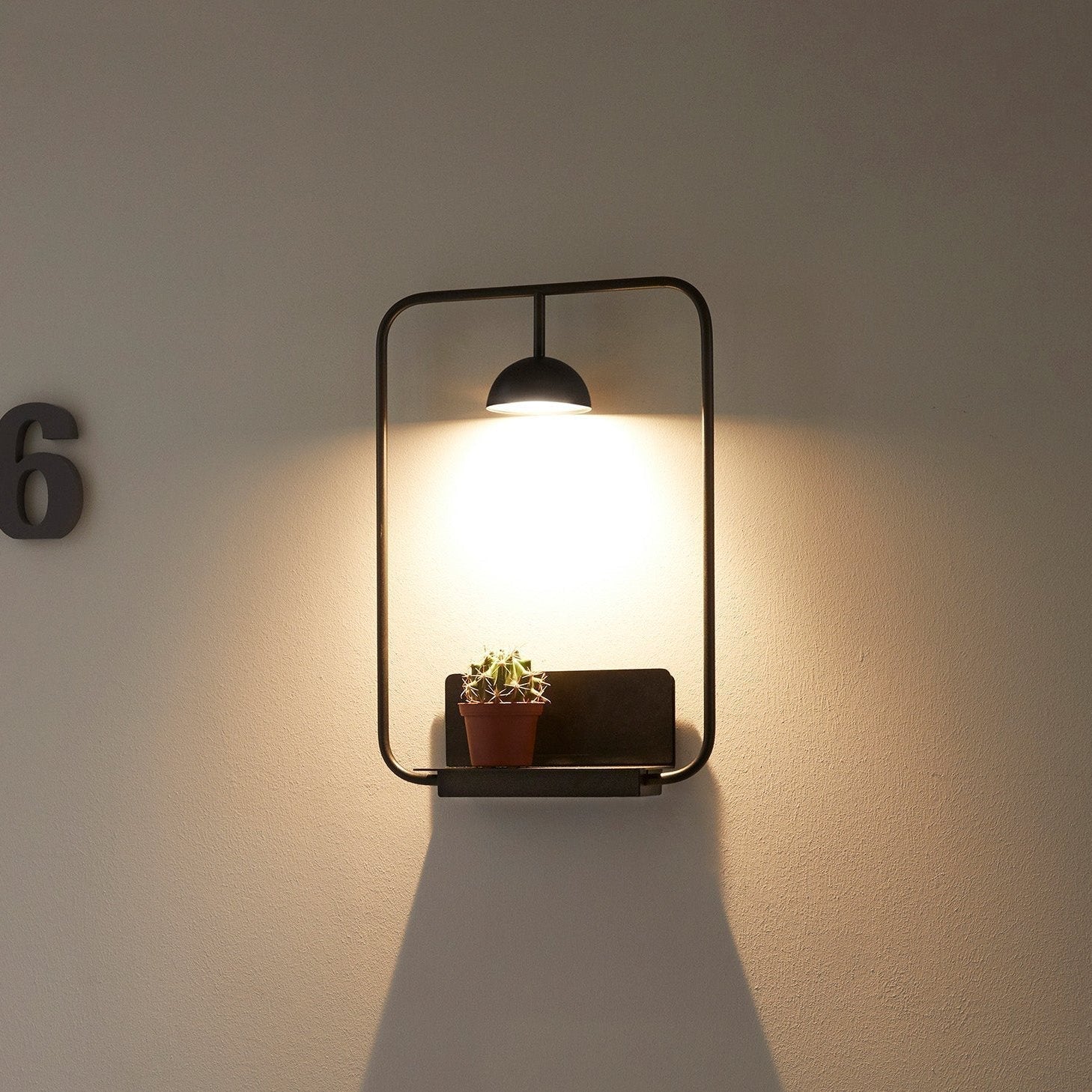 Modern LED Wall Sconce with Integrated Display Shelf Functional Metal Downlight Wall Lamp