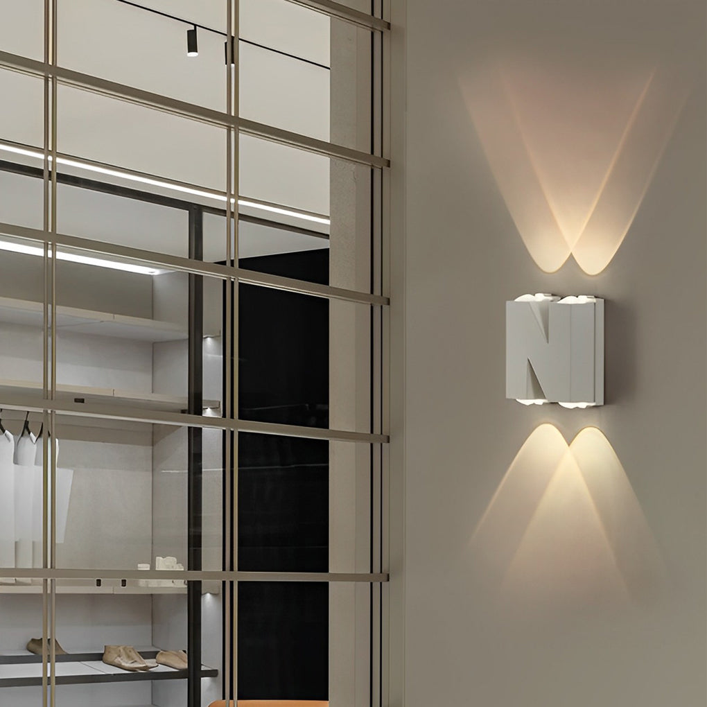 Modern LED Waterproof Outdoor Wall Lamp Creative Letter Shaped N V W Aluminum Garden Sconce