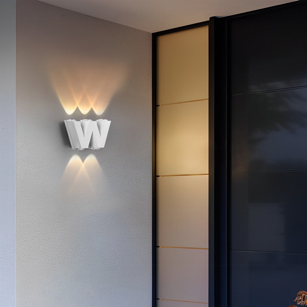 Modern LED Waterproof Outdoor Wall Lamp Creative Letter Shaped N V W Aluminum Garden Sconce