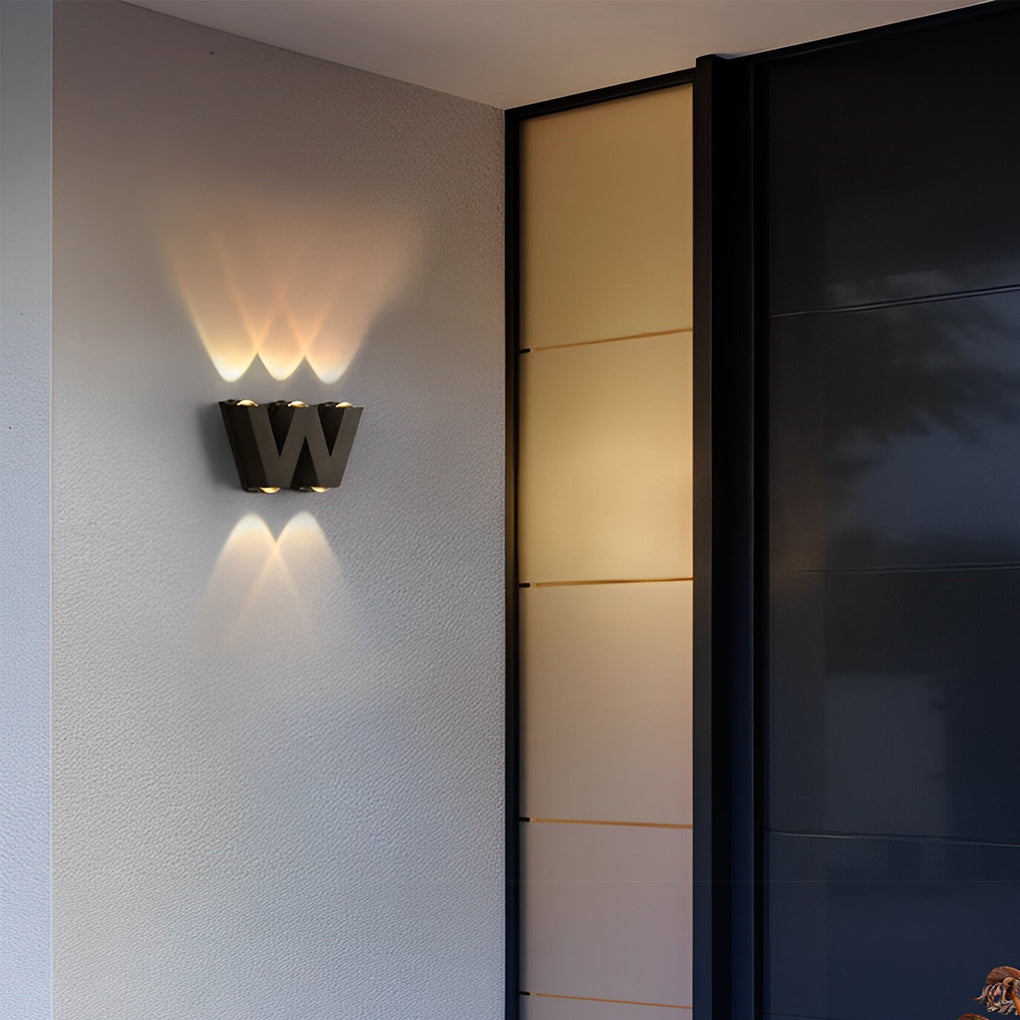 Modern LED Waterproof Outdoor Wall Lamp Creative Letter Shaped N V W Aluminum Garden Sconce
