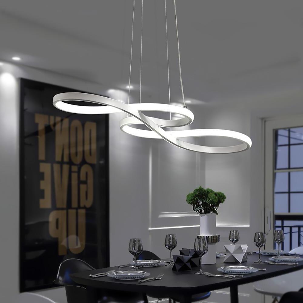 Modern LED Wave Design Sputnik Semi Flush Mount Chandelier Metal Silica Gel Ceiling Light