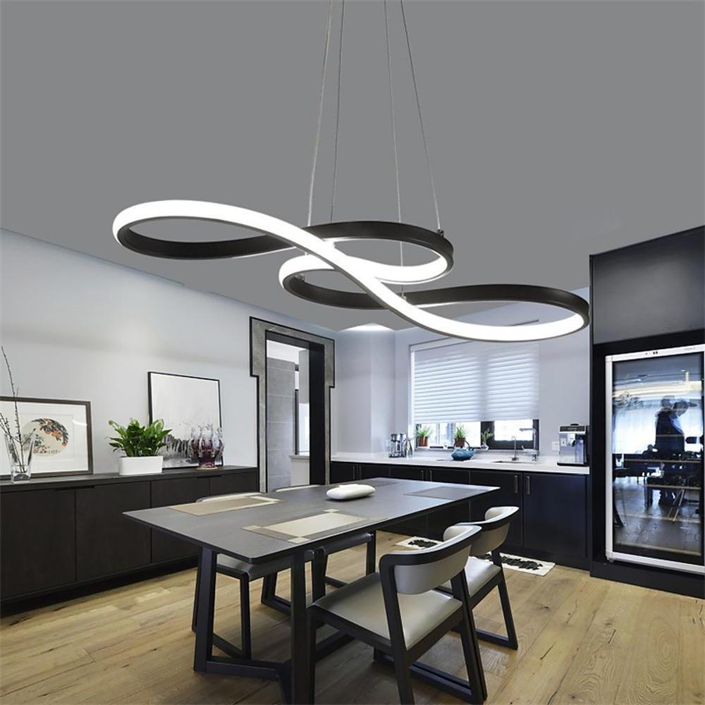 Modern LED Wave Design Sputnik Semi Flush Mount Chandelier Metal Silica Gel Ceiling Light