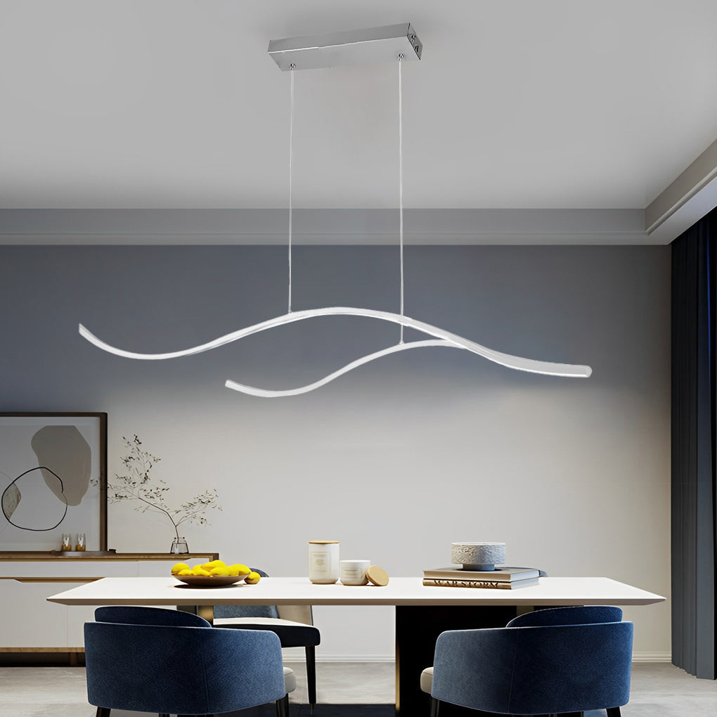 Modern LED Wave Pendant Light Linear Branch Island Chandelier for Kitchen and Dining