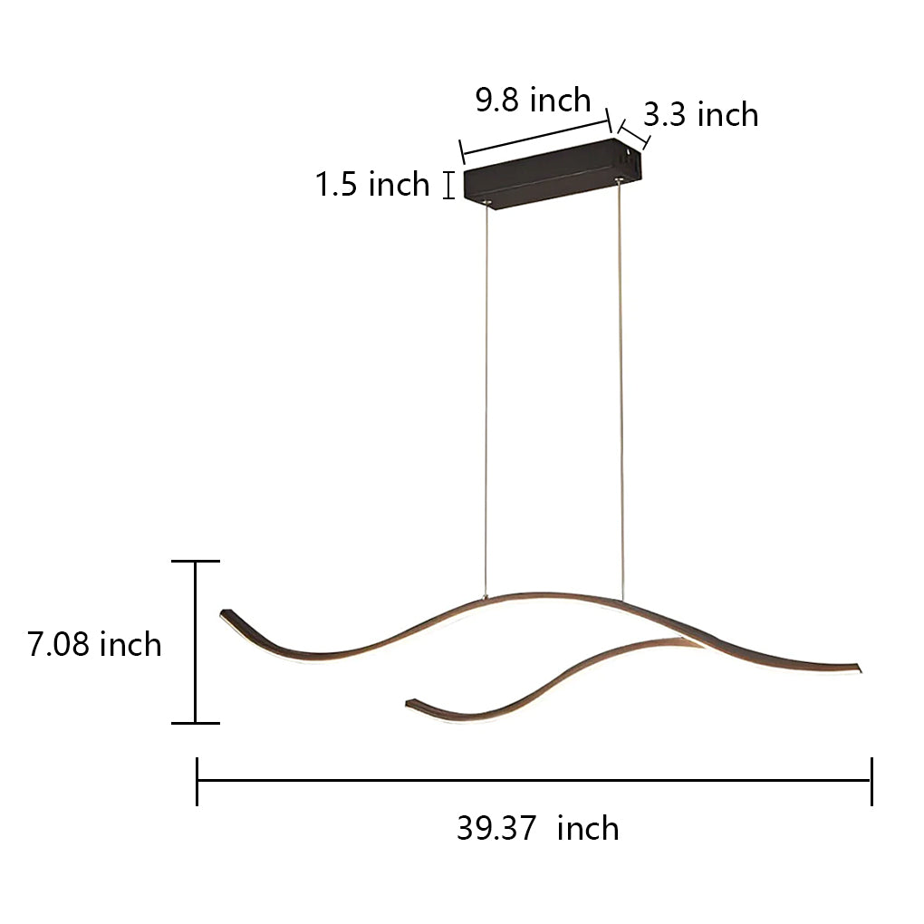 Modern LED Wave Pendant Light Linear Branch Island Chandelier for Kitchen and Dining