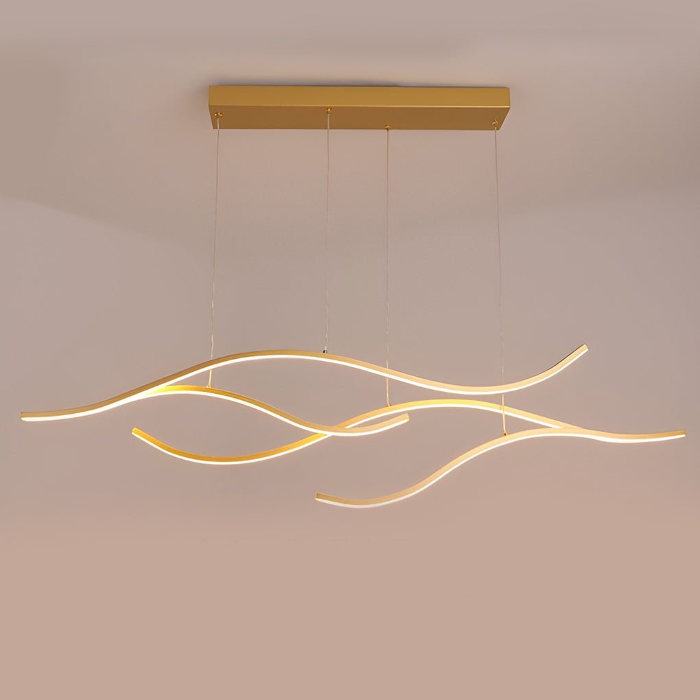 Modern LED Wave Pendant Light Linear Branch Island Chandelier for Kitchen and Dining