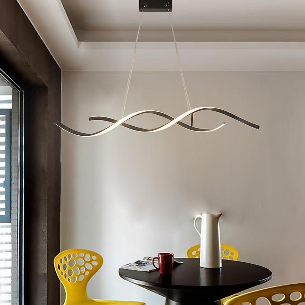 Modern LED Wave Pendant Light Minimalist Hanging Ceiling Fixture for Dining Room and Kitchen