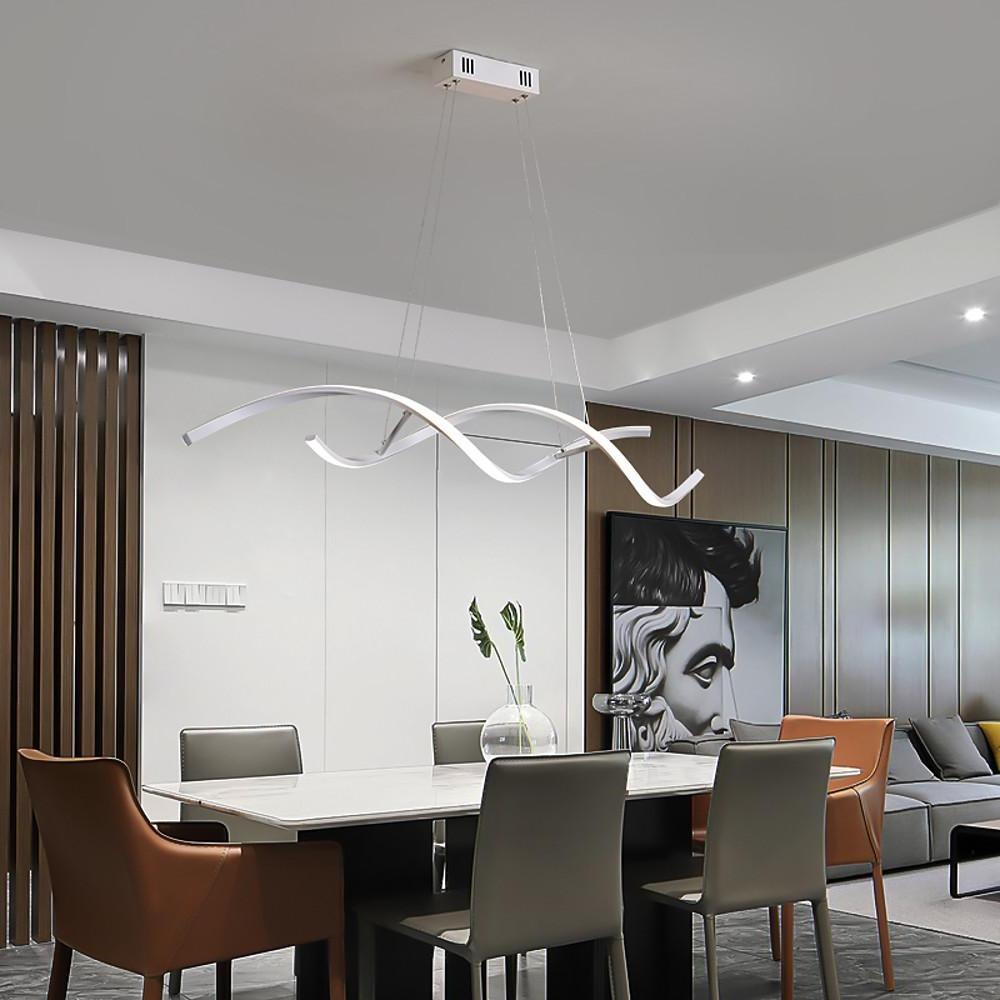 Modern LED Wave Pendant Light Minimalist Hanging Ceiling Fixture for Dining Room and Kitchen