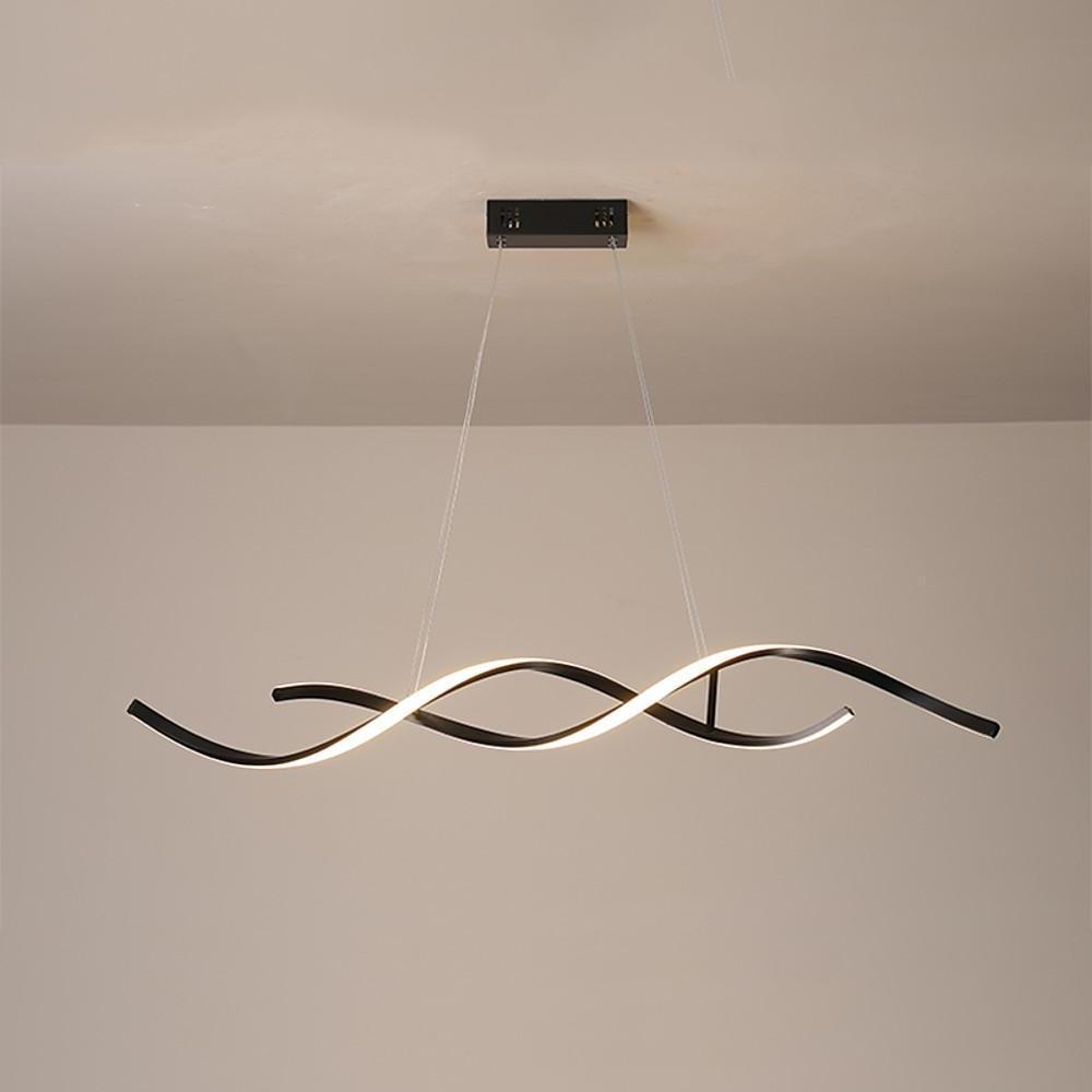 Modern LED Wave Pendant Light Minimalist Hanging Ceiling Fixture for Dining Room and Kitchen