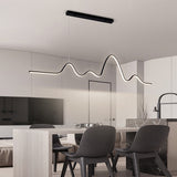 Modern LED Wave Pendant Light Nordic Linear Strip Chandelier for Dining Room Lighting