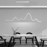 Modern LED Wave Pendant Light Nordic Linear Strip Chandelier for Dining Room Lighting