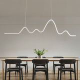 Modern LED Wave Pendant Light Nordic Linear Strip Chandelier for Dining Room Lighting