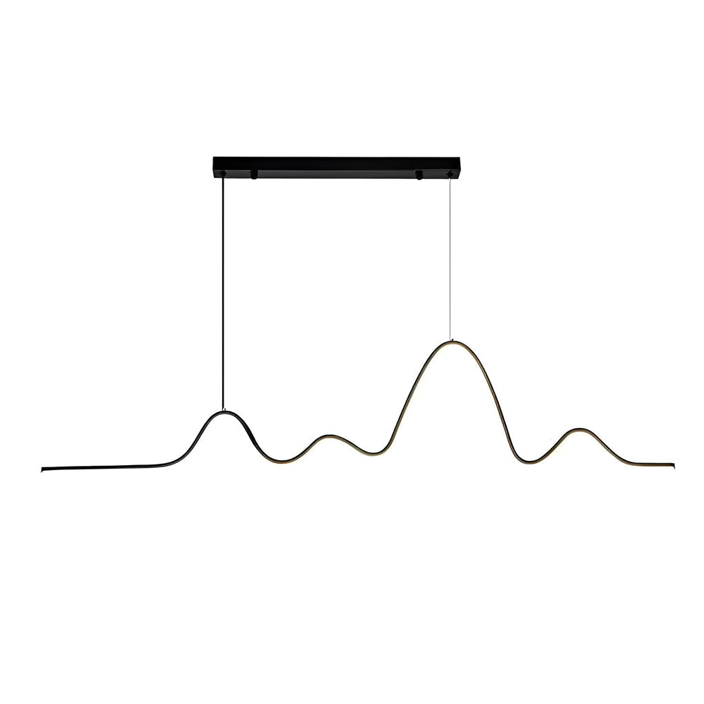 Modern LED Wave Pendant Light Nordic Linear Strip Chandelier for Dining Room Lighting