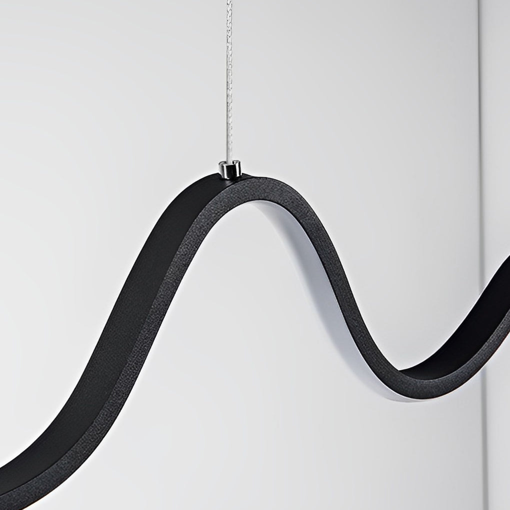 Modern LED Wave Pendant Light Nordic Linear Strip Chandelier for Dining Room Lighting