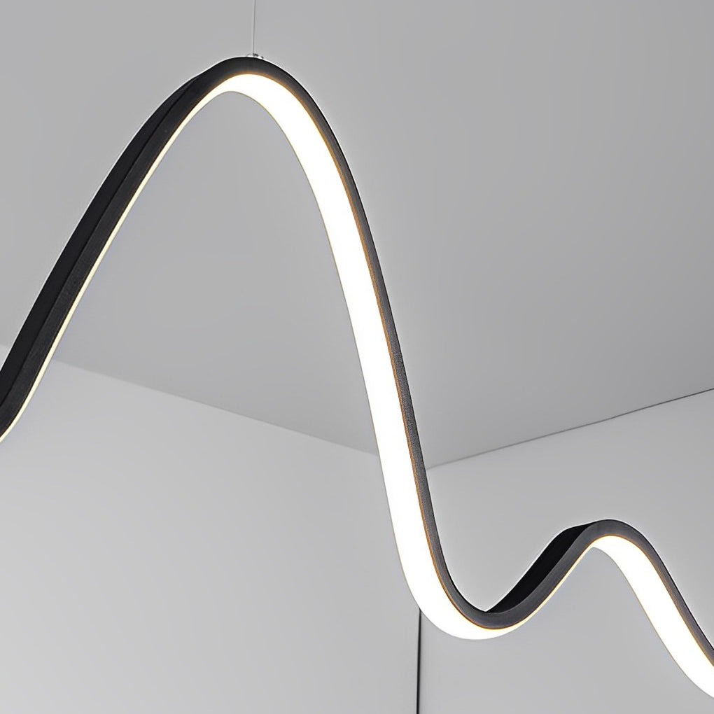 Modern LED Wave Pendant Light Nordic Linear Strip Chandelier for Dining Room Lighting