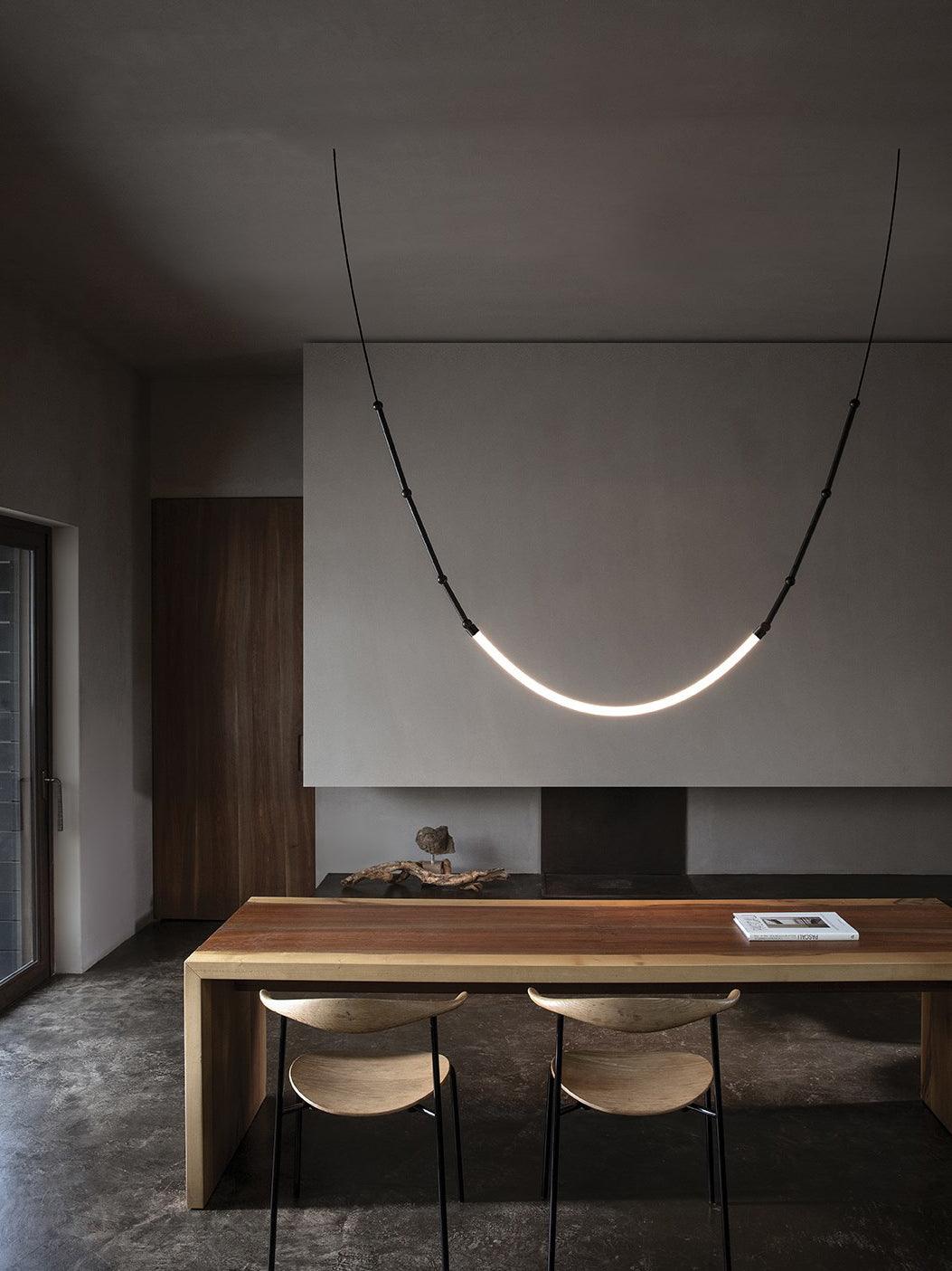 Modern Leda Geometric LED Chandelier with Flexible Necklace Design for Dining Room