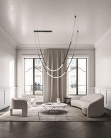 Modern Leda Geometric LED Chandelier with Flexible Necklace Design for Dining Room