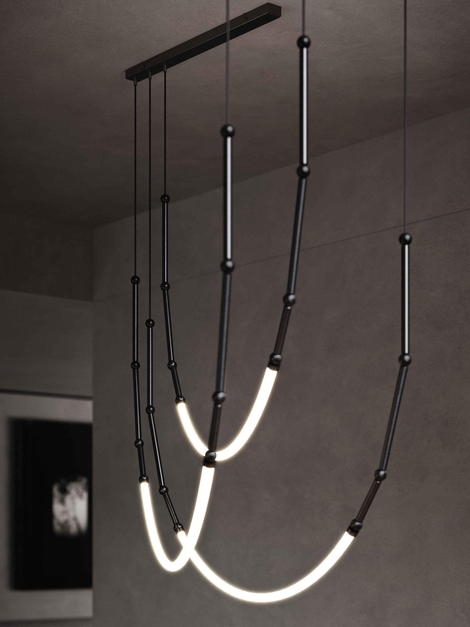 Modern Leda Geometric LED Chandelier with Flexible Necklace Design for Dining Room