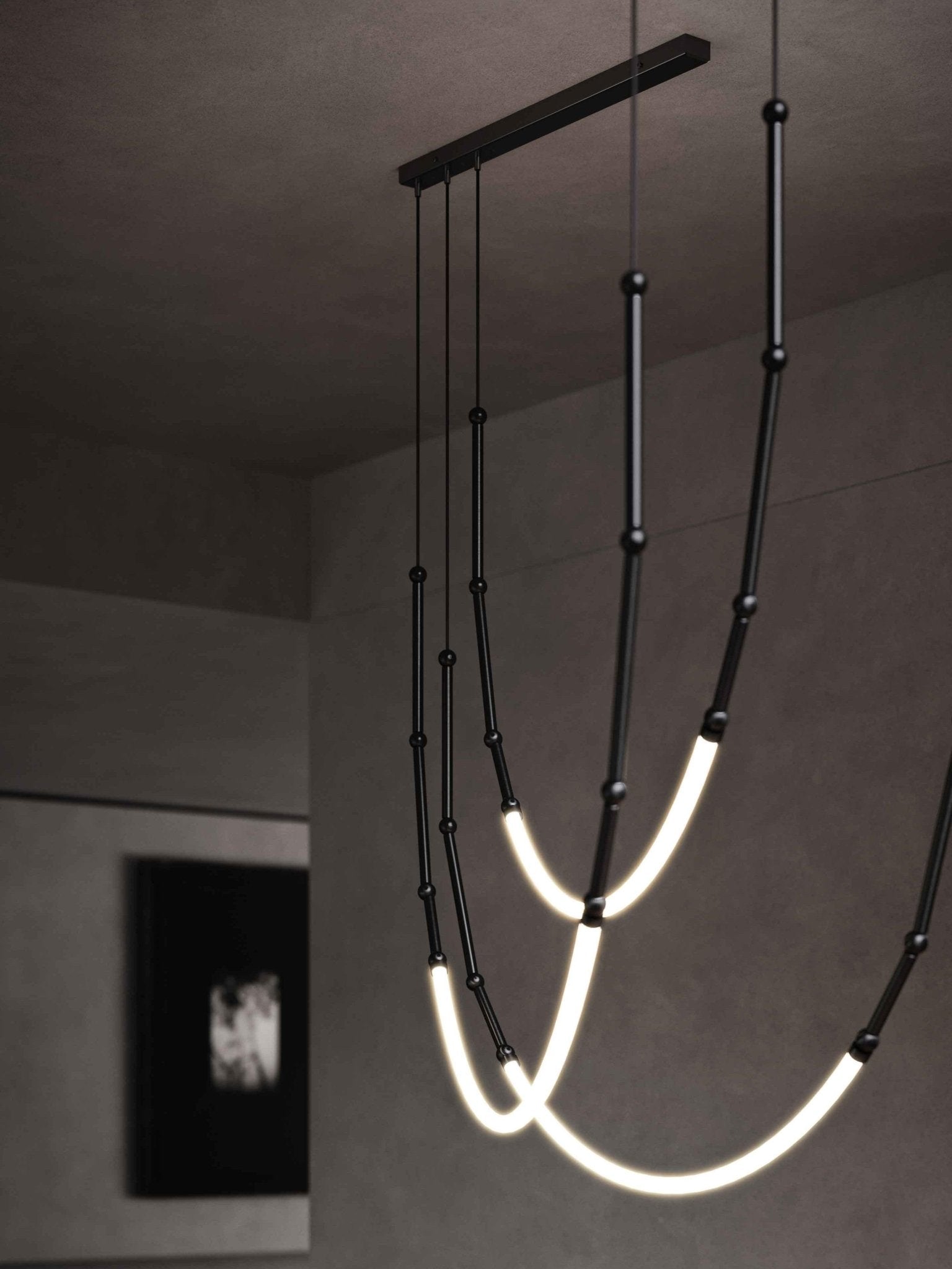 Modern Leda Geometric LED Chandelier with Flexible Necklace Design for Dining Room
