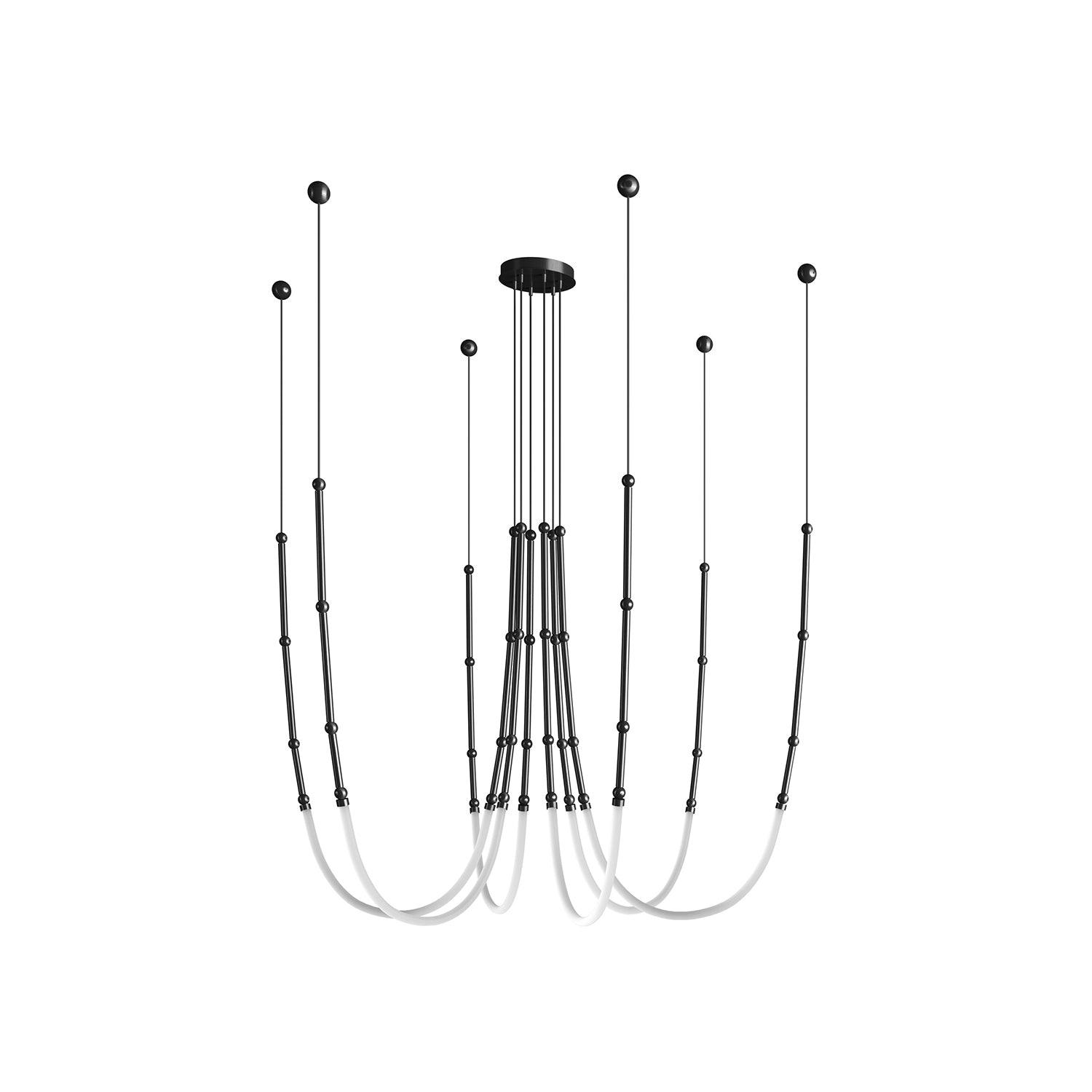 Modern Leda Geometric LED Chandelier with Flexible Necklace Design for Dining Room
