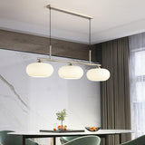 Modern Linear 3 Light Pendant with Globe Glass Shades and Adjustable Height