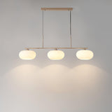 Modern Linear 3 Light Pendant with Globe Glass Shades and Adjustable Height