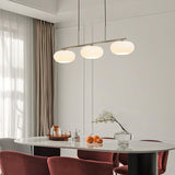 Modern Linear 3 Light Pendant with Globe Glass Shades and Adjustable Height
