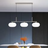 Modern Linear 3 Light Pendant with Globe Glass Shades and Adjustable Height